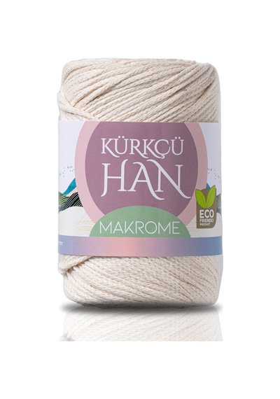 Kürkçü Han Makrome Premium Örgü İpi Ekru 3 MM 200 G 130 M