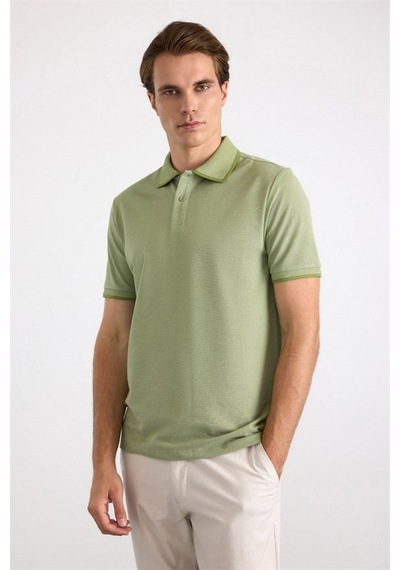 Süvari Su Yeşili Regular Düz Baskısız Pike Polo Yaka Tişört Sts1014000007-y01