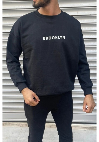 Tarzsokak Brooklyn Baskılı 3 Oversize Siyah