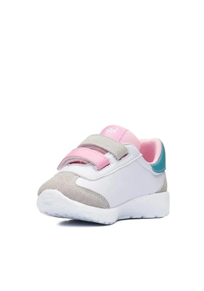 Zacoz Bebek Hafif Rahat Yumuşak Esnek Ortopedik Çift Cırtlı İlk Adım Sneaker Spor Ayakkabı Beyaz - Pembe