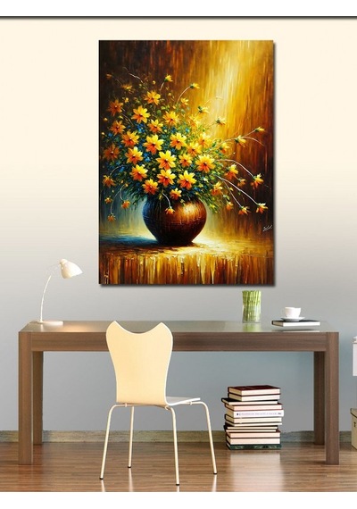 Kanvas Tablo Vazoda Sarı Çiçekler 50cmx70cm