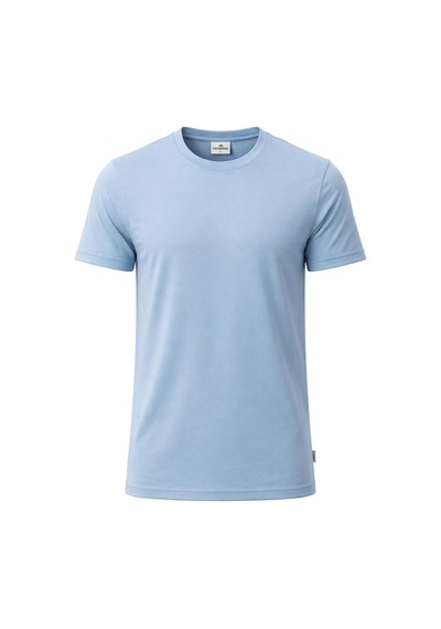 Plus Scorpion T02 Kol Katlama Erkek Slim Fit Basic Tişört Bisiklet Yaka, Düz Kumaş, Yazlık Model Mavi