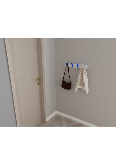 Hepsi3boyutlu Modern Duvar & Kapı Kanca Askılık - 4 Adet Mavi Kanca Askılık - Model No : 5 Mavi