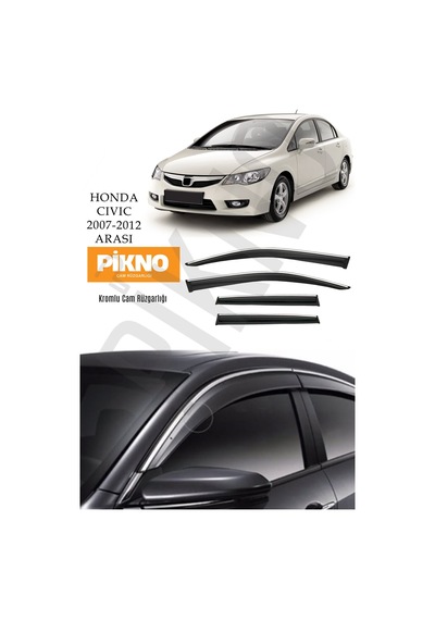 Honda Civic Fd6 2007-2012 Arası Kromlu Cam Rüzgarlığı 4'lü Set A+ Plus