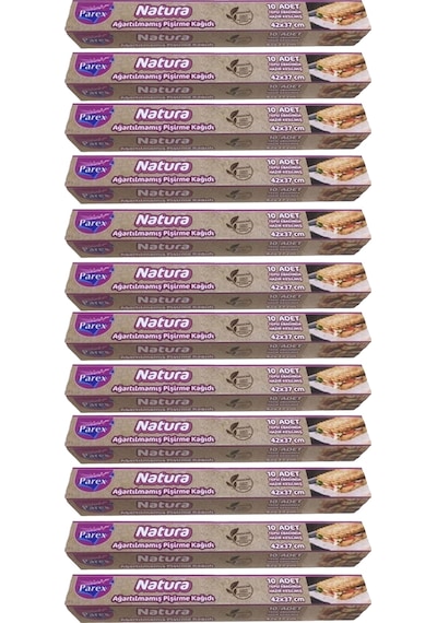 Natura Ağartılmamış Hazır Kesilmiş Pişirme Kağıdı 10 Lu 12 Paket