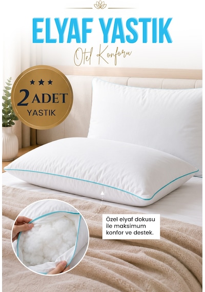2 Adet Blue Comfort 1000 Gr Elyaf Yastık 50x70 Cm Beyaz