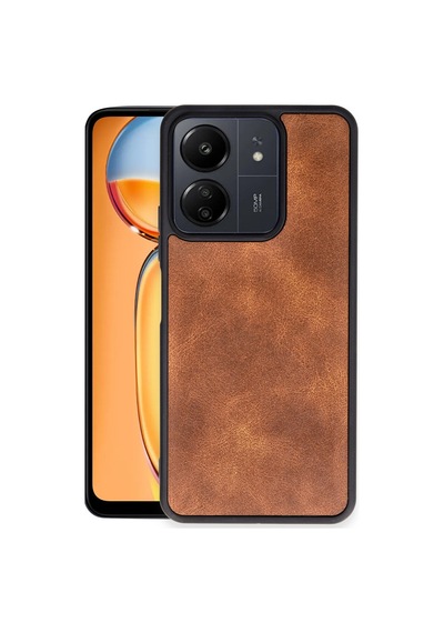 Xiaomi Redmi 13c Uyumlu Kılıf Aras Deri Kapak - Taba