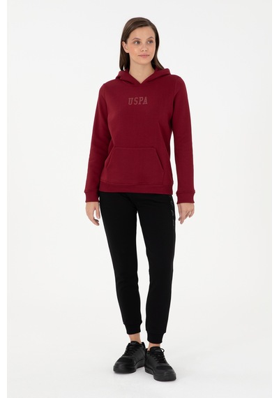 U.S. Polo Assn. Kadın Bordo Basic Kapüşonlu Sweatshirt 50289536-VR014