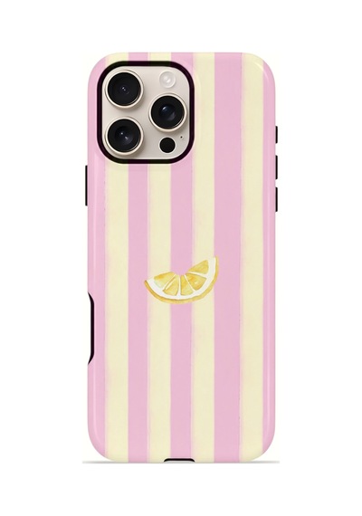 Apple iPhone Uyumlu 16 Pro Vorian Çift Katmanlı Kılıf Lemon Charm Pink