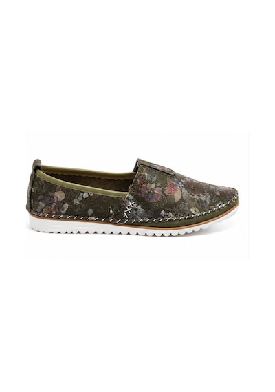 N Napa Shoe Np.108.fç.yeşil.sneaker Napa Shoe Kadın Hakiki Deri Günlük Comfort Ayakkabı Çiçek Desenli Haki