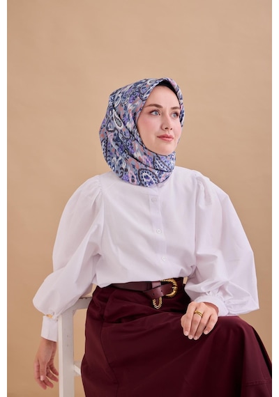 Silk Home Twill İpek Eşarp 11478-20 Karolina Mavisi, Lacivert, Soluk Siyah