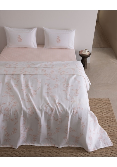 Madame Coco Maria Çift Kişilik %100 Pamuk Karde Baskılı Pike Takımı - Pembe 8684427310663 Çok Renkli