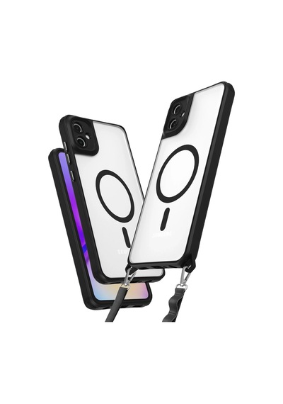 Samsung Galaxy A06 Uyumlu Manyetik Magsafe Destekli Askı Aparatlı Darbe Emici Kılıf Siyah