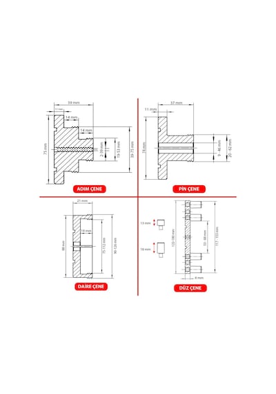 Rox Wood 0293 4 Çeneli Ahşap Torna Aynası Ve Aksesuarları 6 Parça