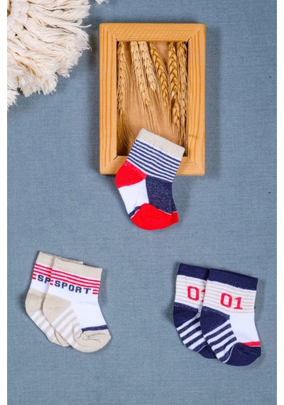 Cocole Socks Erkek Bebek Soket Çorabı 3 Lü Set Pamuklu Sportif Kolej Temalı & Çizgi Desenli Çok Renkli Cocole Socks Erkek Bebek Soket Çorabı 3 Lü Set Pamuklu Sportif Kolej Temalı & Çizgi Desenli Çok Renkli