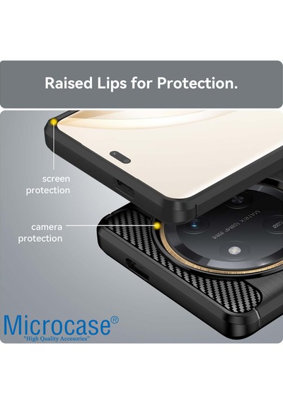 Microcase Honor Magic 7 Lite / Honorx60 Pro 5g/honorx9c 5g İle Uyumlu Brushed Carbon Fiber Silikon Kılıf - Siyah Al3332
