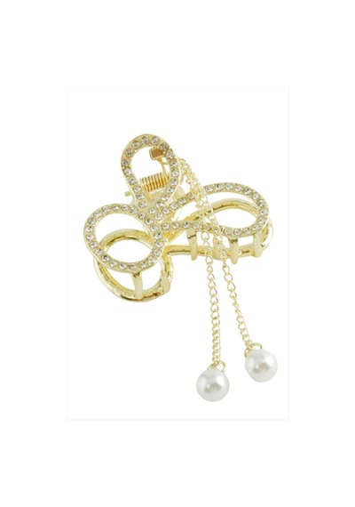 Tavşan Kulaklık Taşlı Metal Mandal Toka 4 Cm Altın