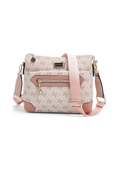 Silver & Polo Silver Polo Pembe - Pudra Monogram Kadın Çapraz Çanta Sp1110