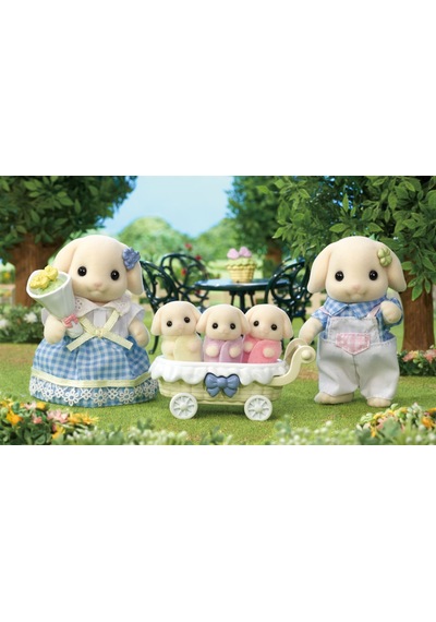 Sylvanian Families Flora Tavşan Ailesi 5'li Figür Seti Üçüz Bebekli 5735