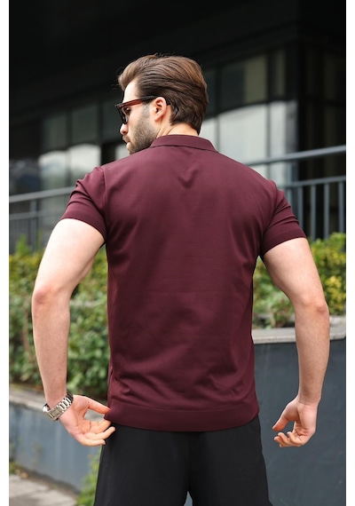 Mürdüm Polo Yaka Triko Erkek Tişört E7469