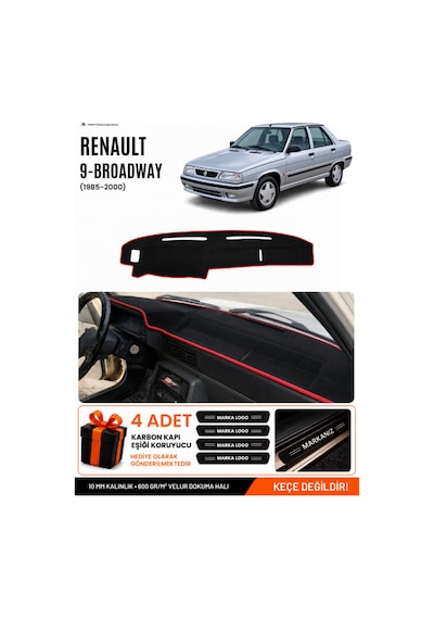 Renault 9 Broadway 1985-2000 Uyumlu Torpido Örtüsü, Torpido Kılıfı - Siyah Kırmızı