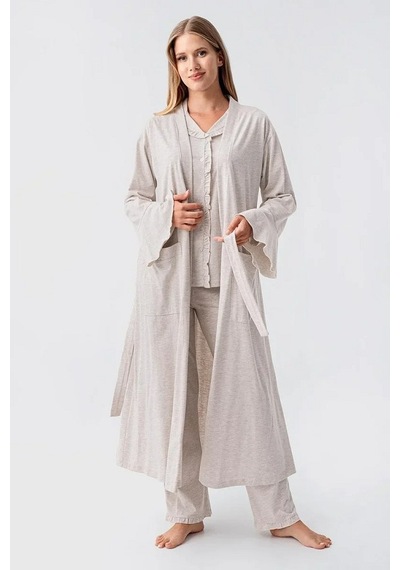 Artış Collection Artış 23112 Lohusa Pijama Takımı Bej