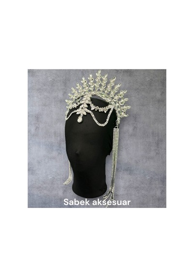 Alınlıklı Taç Büyük Gelin,kına,nişan,söz,after,bride,party Taç Beyaz - 726455370 Beyaz