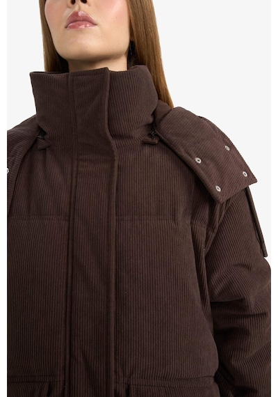 Defacto Regular Fit Kapüşonlu Kadife Mont F2824ax25wnbn530 Kahve-bn530