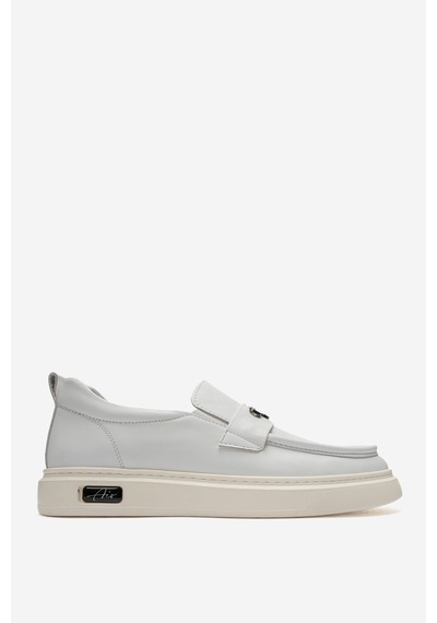 Dericlub Erkek Düz Taban Loafer Ayakkabı Gerçek Deri Cr 2996 Beyaz