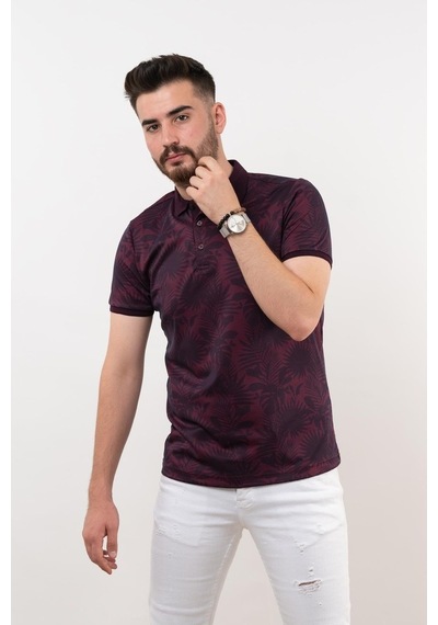 Polo Yaka Slimfit Desenli Erkek T-Shirt
