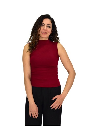 Kadın Düz Renk Vücuda Oturan Askılı Tişört Bgl-st04297 Bordo