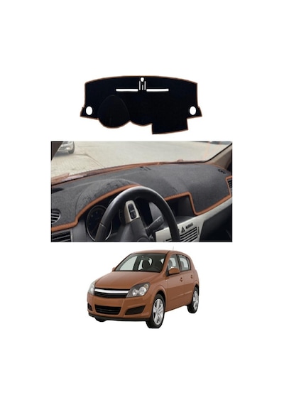 Opel - Astra H 2004-2009 Uyumlu Torpido Koruma Kılıfı - Kahverengi Şeritli