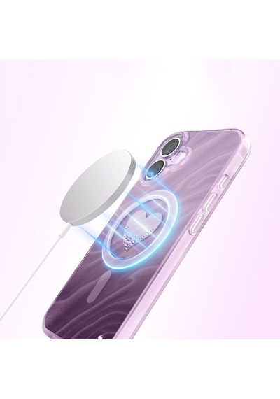 İphone 17 Uyumlu Kılıf M-safe Özellikli l Swarovski Taşlı Zore Paris Rovix Sert Pc Kapak Mor