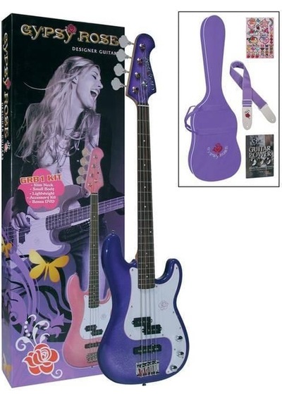 Valencia Gypsy Rose Grb1kcpp Bas Gitar Seti Mor Pj Manyetik - Kısa Skala Rahat - Amfi Dahil