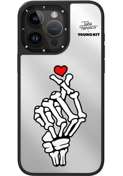 Apple Uyumlu iPhone 15 Pro Max Kılıf Tobias Fonseca Tasarımlı Youngkit Mirror Kapak Siyah-beyaz