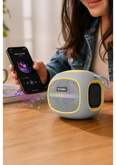 Premium Bluetooth Hoparlör D90 Gri 5w Ofis Kamp Hediyelik