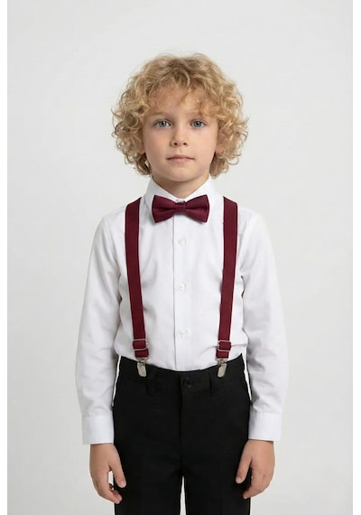 Mnk Baby & Kids Beyaz Gömlekli Erkek Çocuk Takım M00787 Bordo