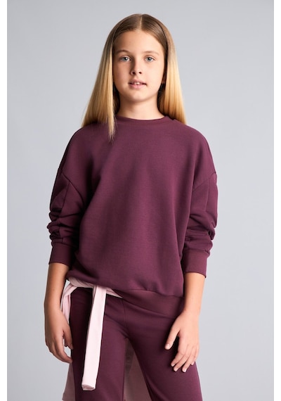 Defacto Bisiklet Yaka Sweatshirt Ve Nervürlü Pantolon 2li Takım Kız Çocuk I3868a826aupr217 Mor-pr217