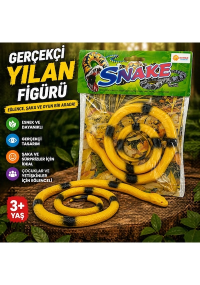 Oyuncak Gerçekçi Yılan Figürü Esnek Şaka Ve Eğlence Oyuncağı - Sarı