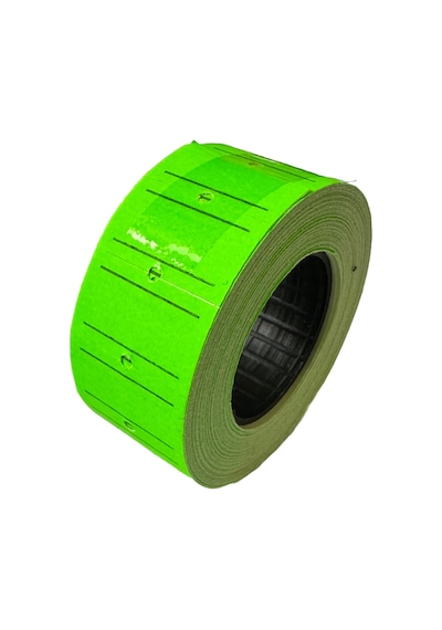Motex Tanex Makine Etiketi Kraft Fiyatlandırma Numaralandırma Bant-12x21 Mm -800'lü - Yeşil- 5 Adet 5 Rulo
