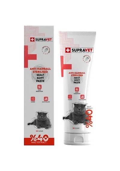 Supravet Anti Hairball Kısırlaştırılmış Kediler İçin Malt Macun 100 Gr
