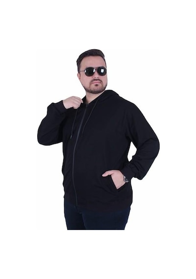 Starbattal Büyük Beden Basic Mevsimlik Fermuarlı Kapüşonlu Sweat 22751 Sıyah Siyah Starbattal Büyük Beden Basic Mevsimlik Fermuarlı Kapüşonlu Sweat 22751 Sıyah Siyah