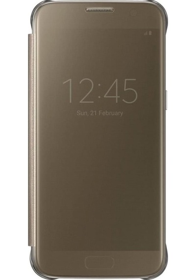Samsung Galaxy S7 G930 Uyumlu Clear View Cover Akllı Kılıf Gold