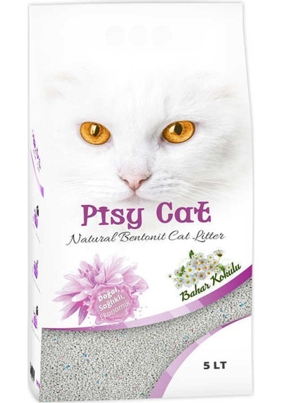 Pisy Cat Bahar Kokulu Tozsuz Topaklaşan İnce Bentonit Kedi Kumu 5 L