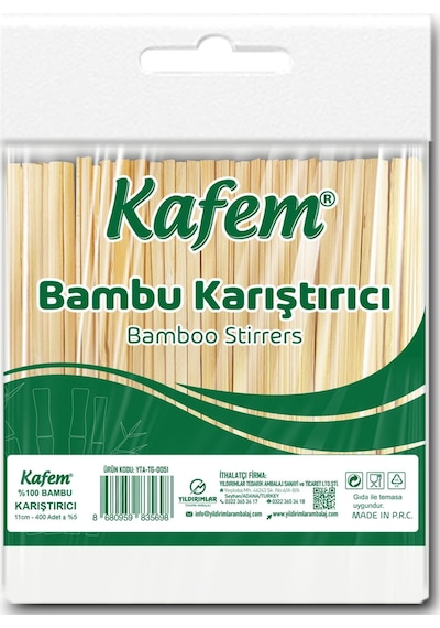 Kafem Bambu Tahta Karıştırıcı 11cm Poşetli 400lü X 5 Paket