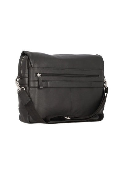 Alassio Oro Messenger 38 Cm Siyah Deri Laptoplu Omuz Çantası