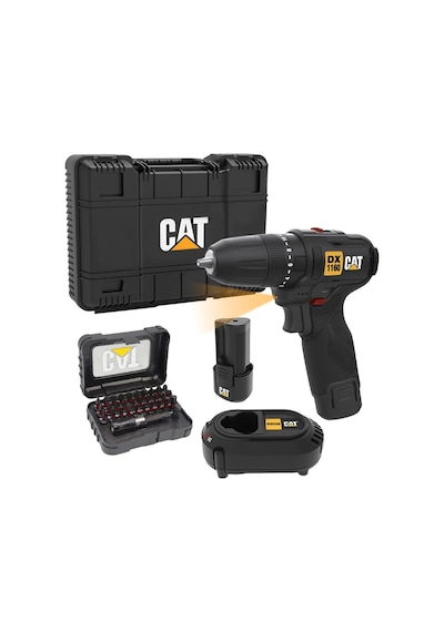 Cat Dx1160 12volt/2.0ah Li-ion Çift Akülü Kömürsüz Profesyonel Şarjlı Darbeli Matkap + Da01901 32 Parça Aksesua