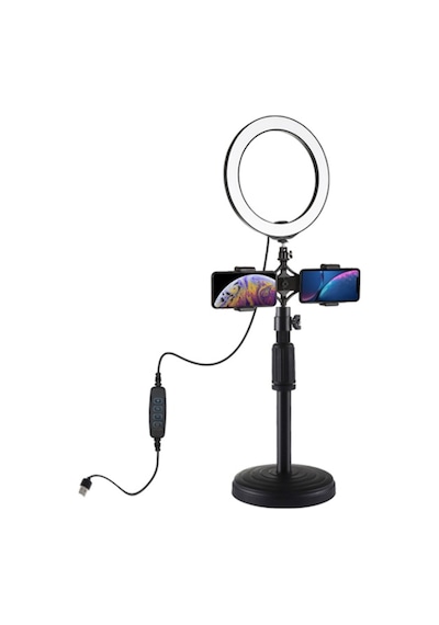 Çift Telefon Tutucu 12Cm Led Işık Stand Youtuber.Makyaj Set
