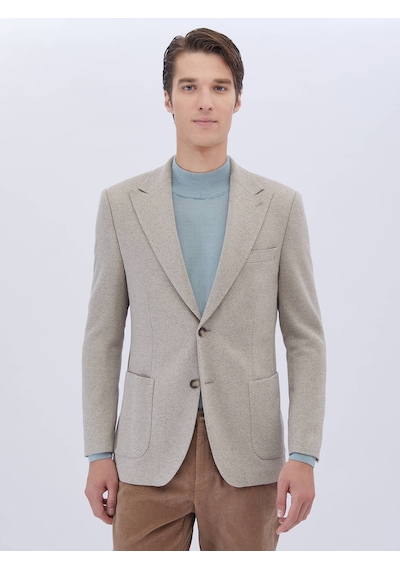 Kip Bej Desenli Modern Fit Pamuk Karışımlı Örme Takım Elbise Çok Renkli Kip Bej Desenli Modern Fit Pamuk Karışımlı Örme Takım Elbise Çok Renkli