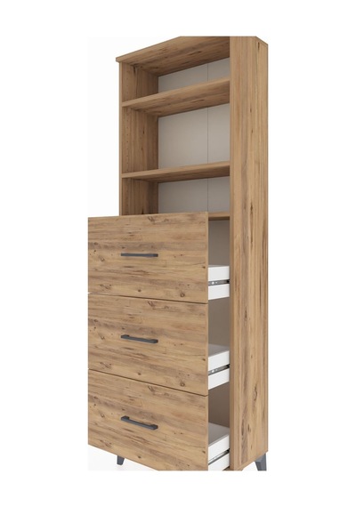 Arges Dolap 3 Raflı 3 Çekmeceli 60x30x182 Çam-çam Çam